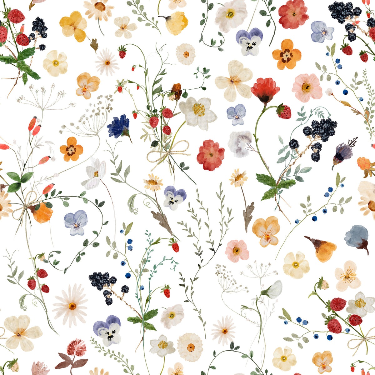 Wildflower Whimsy Meadow Wallpaper⁠