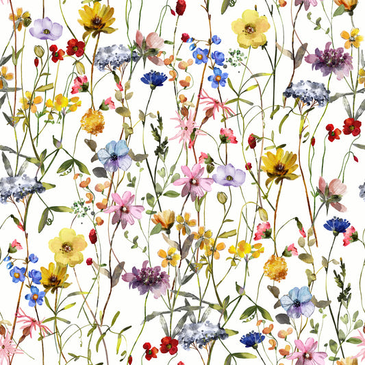 Watercolor Wildflower Whimsy Meadow Wallpaper⁠