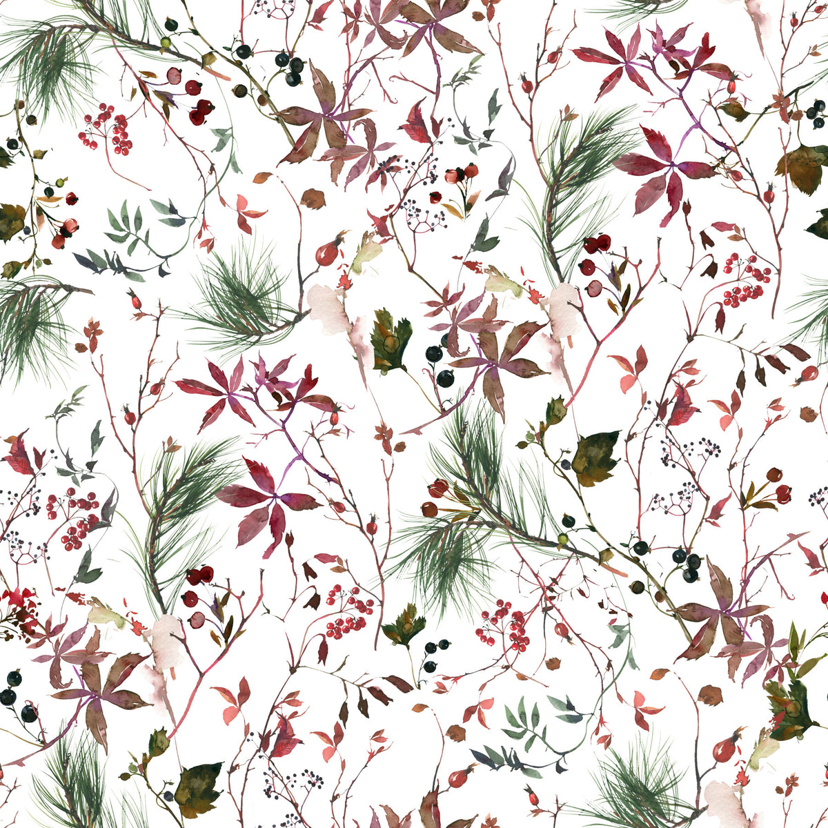 Winter Berries Watercolor Wallpaper⁠