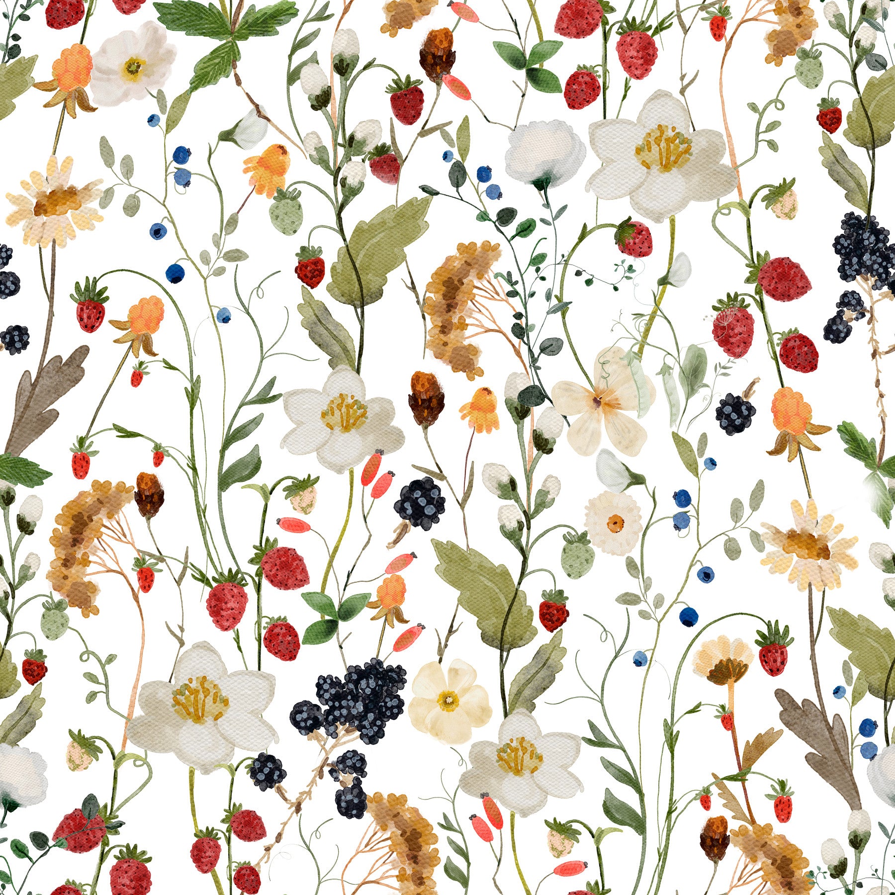 Berry Bloom Meadow  Wallpaper⁠
