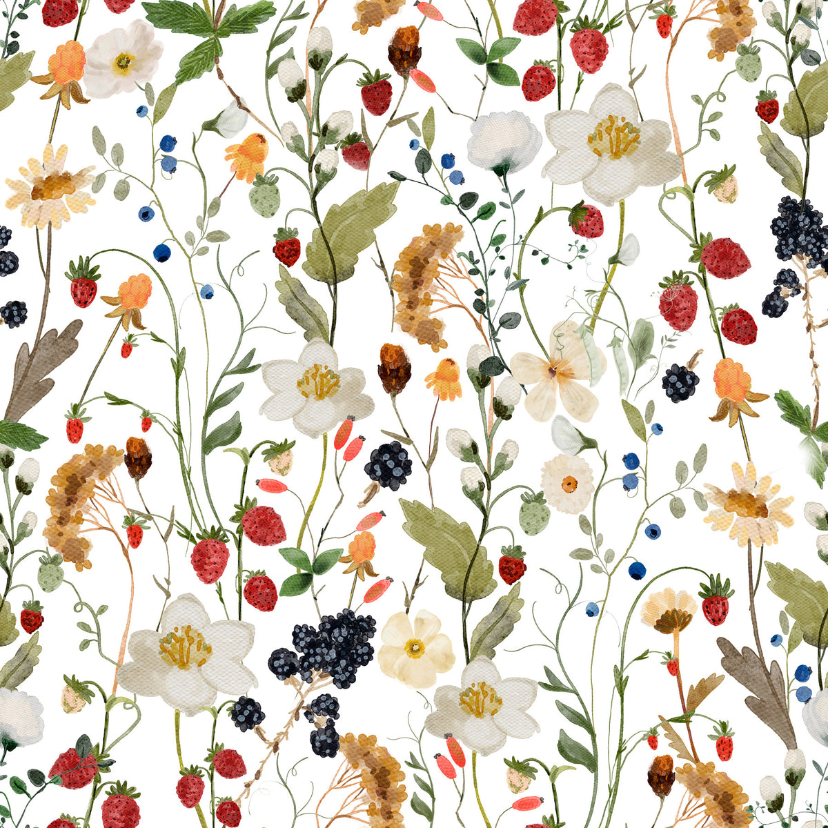 Berry Bloom Meadow  Wallpaper⁠ in your room — zoomed