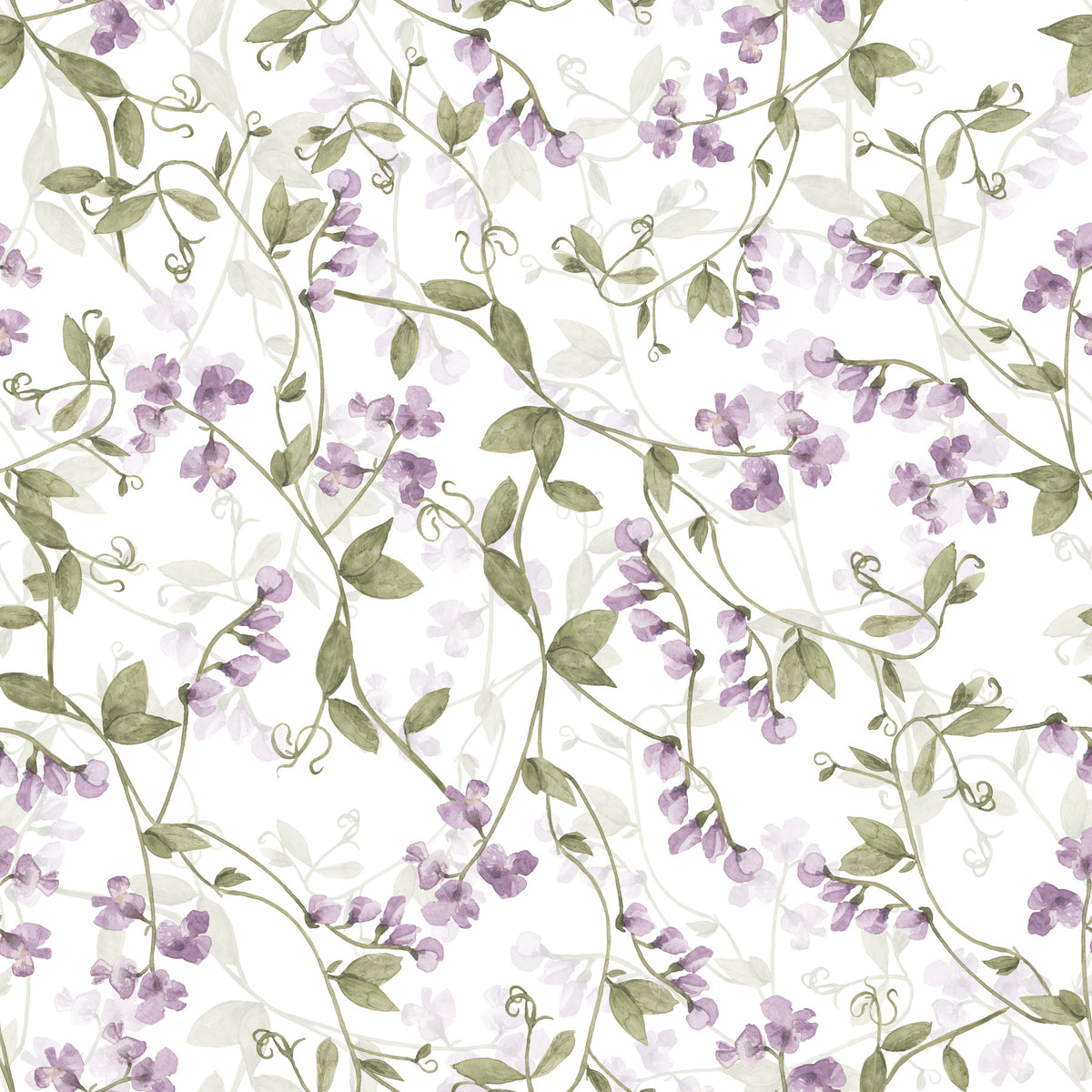 Lilac Vines Meadow Wallpaper⁠ in your room — zoomed