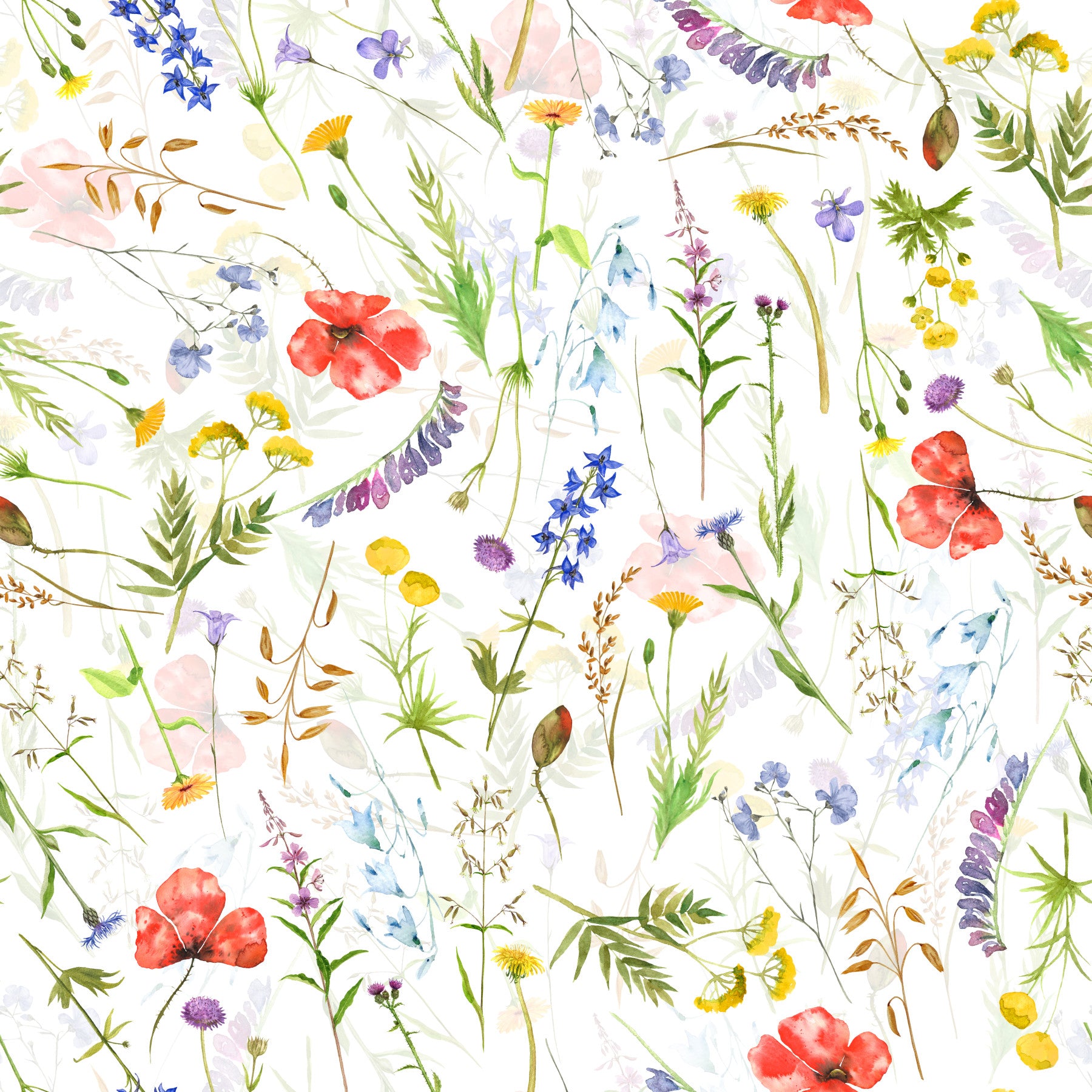 Watercolor Poppies Meadow Wallpaper⁠