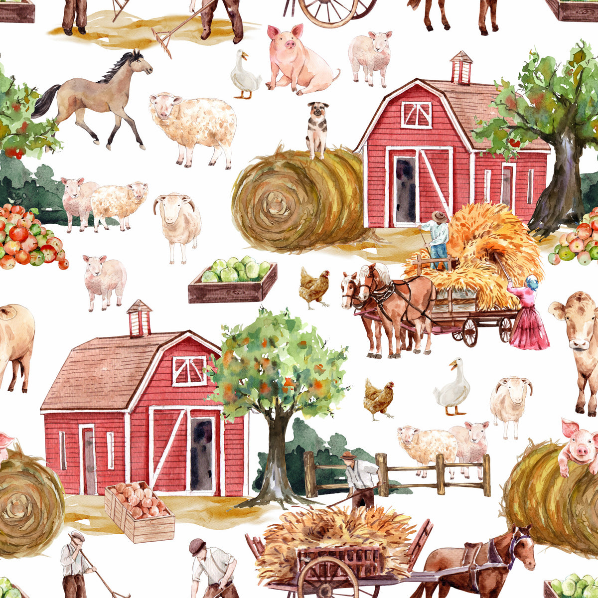 Farm Life Watercolor Wallpaper⁠