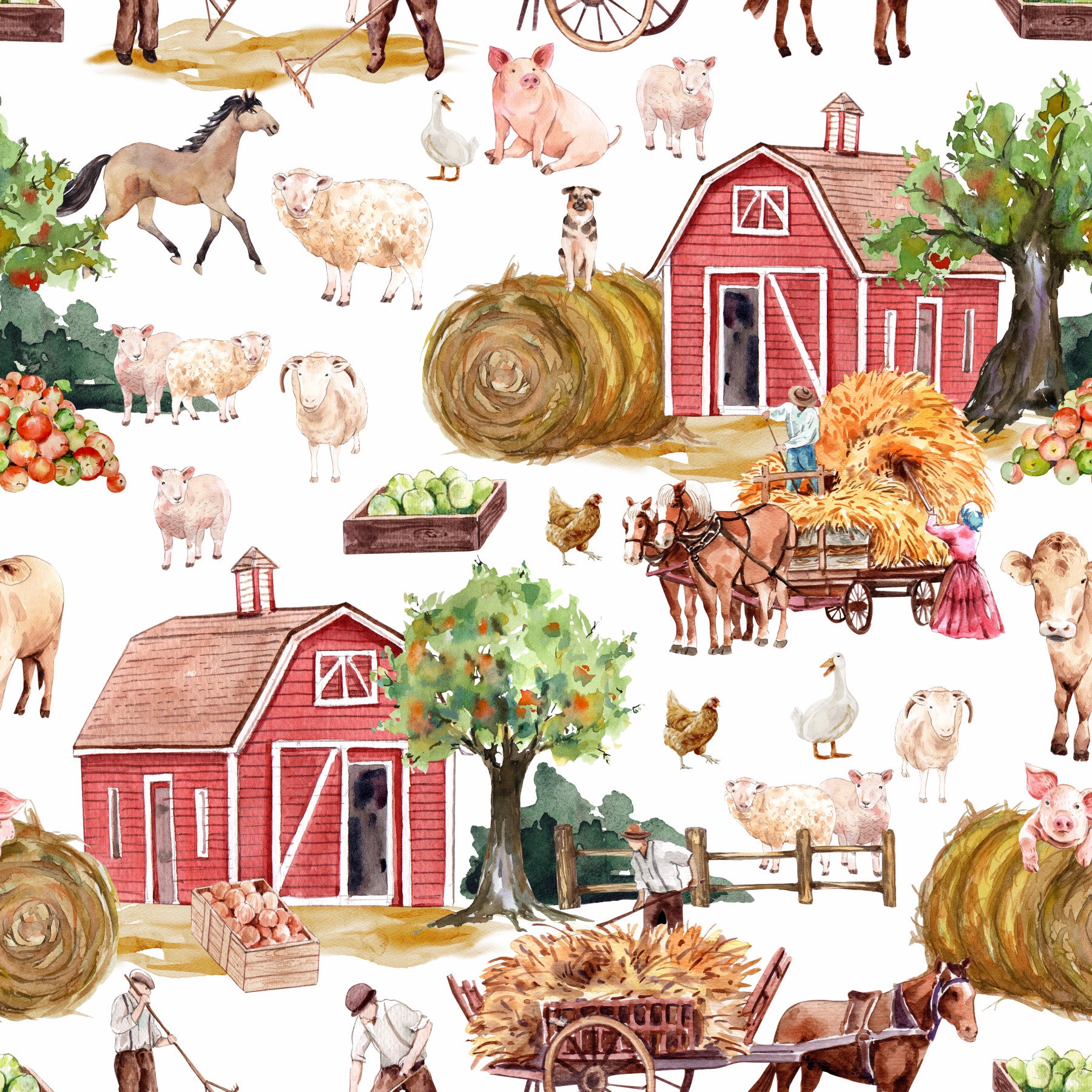 Farm Life Watercolor Wallpaper⁠