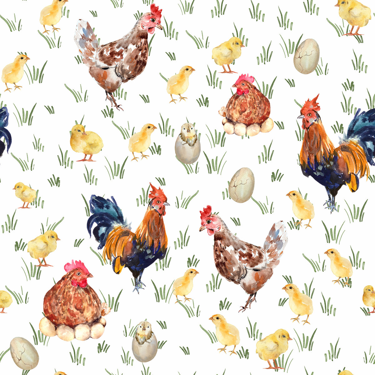 Watercolor Chicken Coop Wallpaper⁠ in your room — zoomed