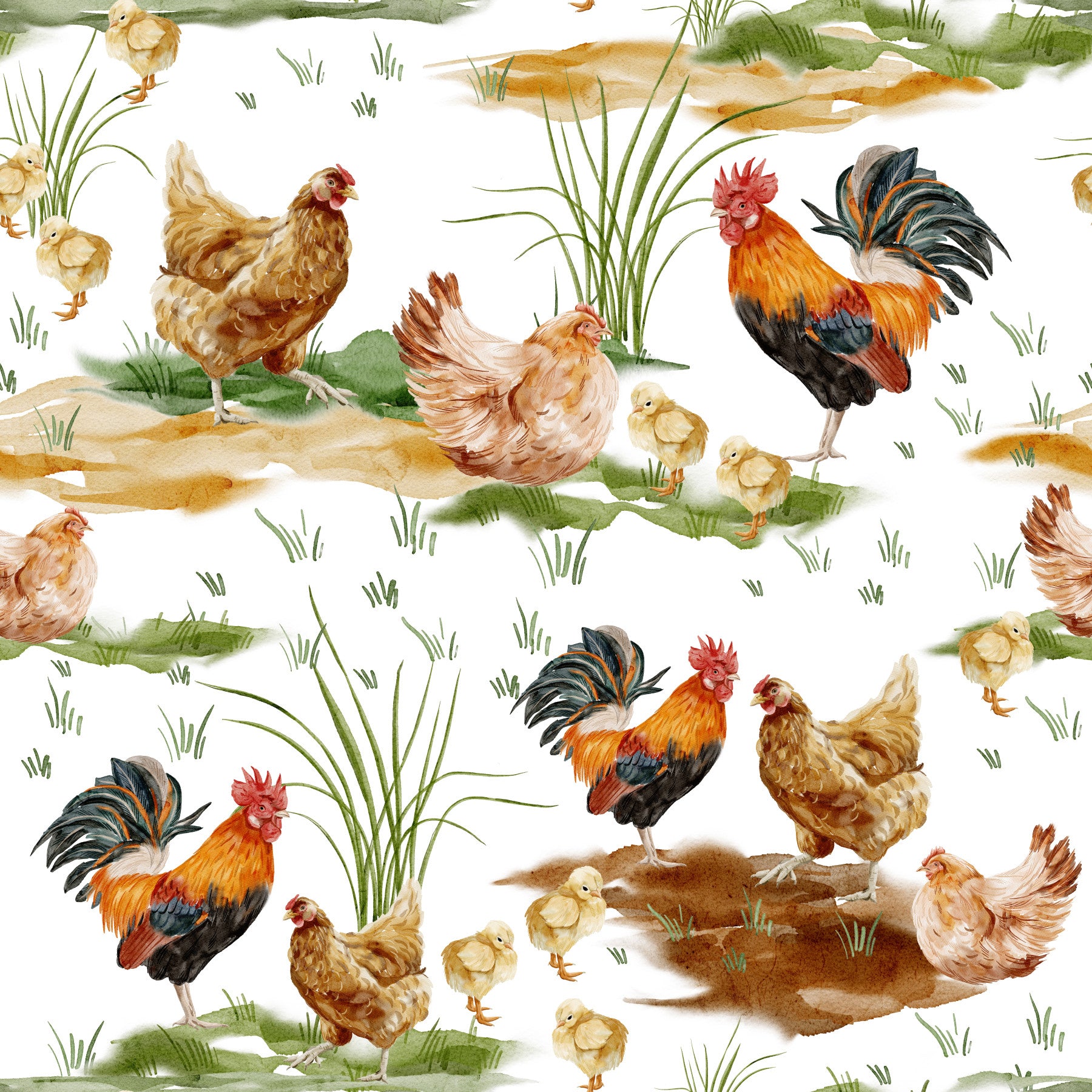 Watercolor Chicken Coop Wallpaper⁠