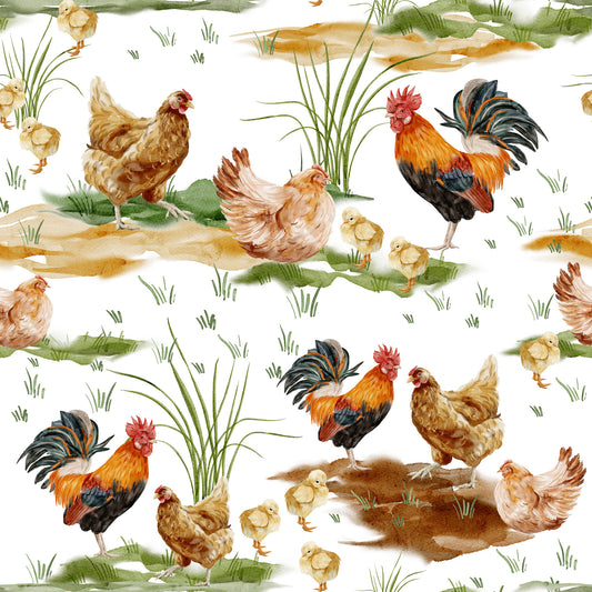 Watercolor Chicken Coop Wallpaper⁠