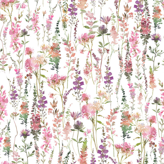 Pink Watercolor Meadow Wallpaper⁠