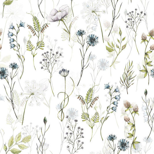 Painted Watercolor Meadow Blooms Wallpaper⁠