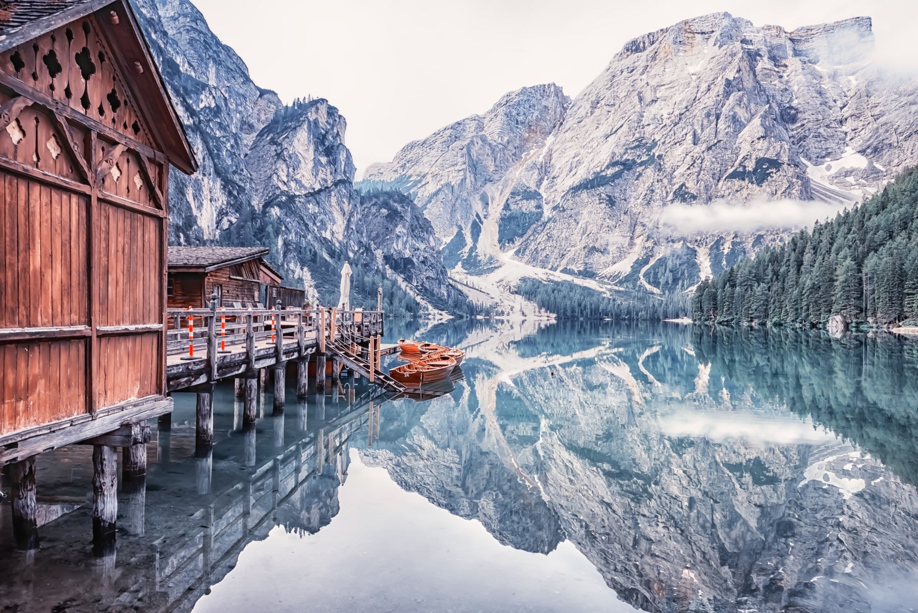 Lake Braies Reflection Wall Mural