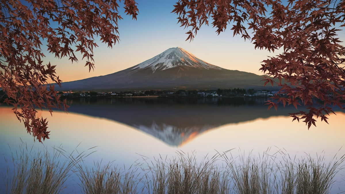 Fuji at Dawn: Autumn View Wall Mural in your room — zoomed