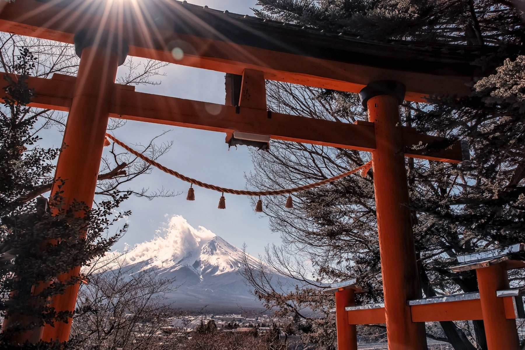 Fuji Gate Sunbeams Wall Mural