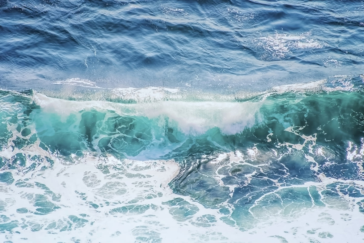 Crashing Teal Wall Mural in your room — zoomed