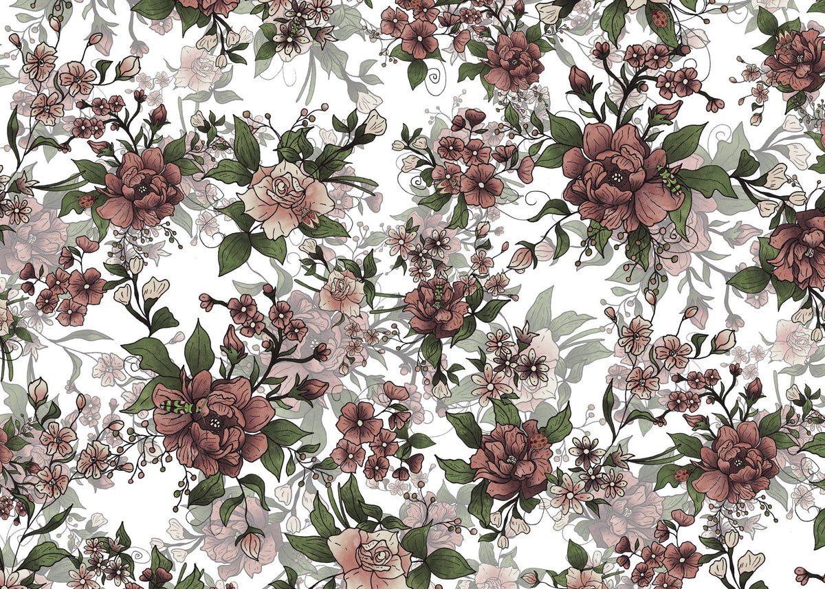 Garden of flowers and beetles Wall Mural
