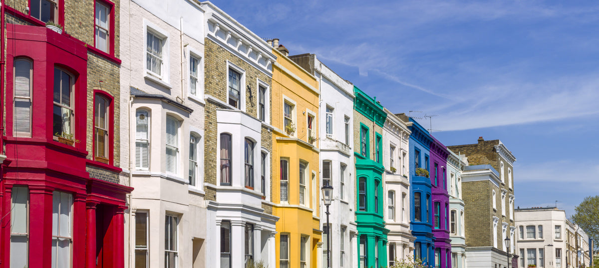 Rainbow Row Houses Wall Mural in your room — zoomed