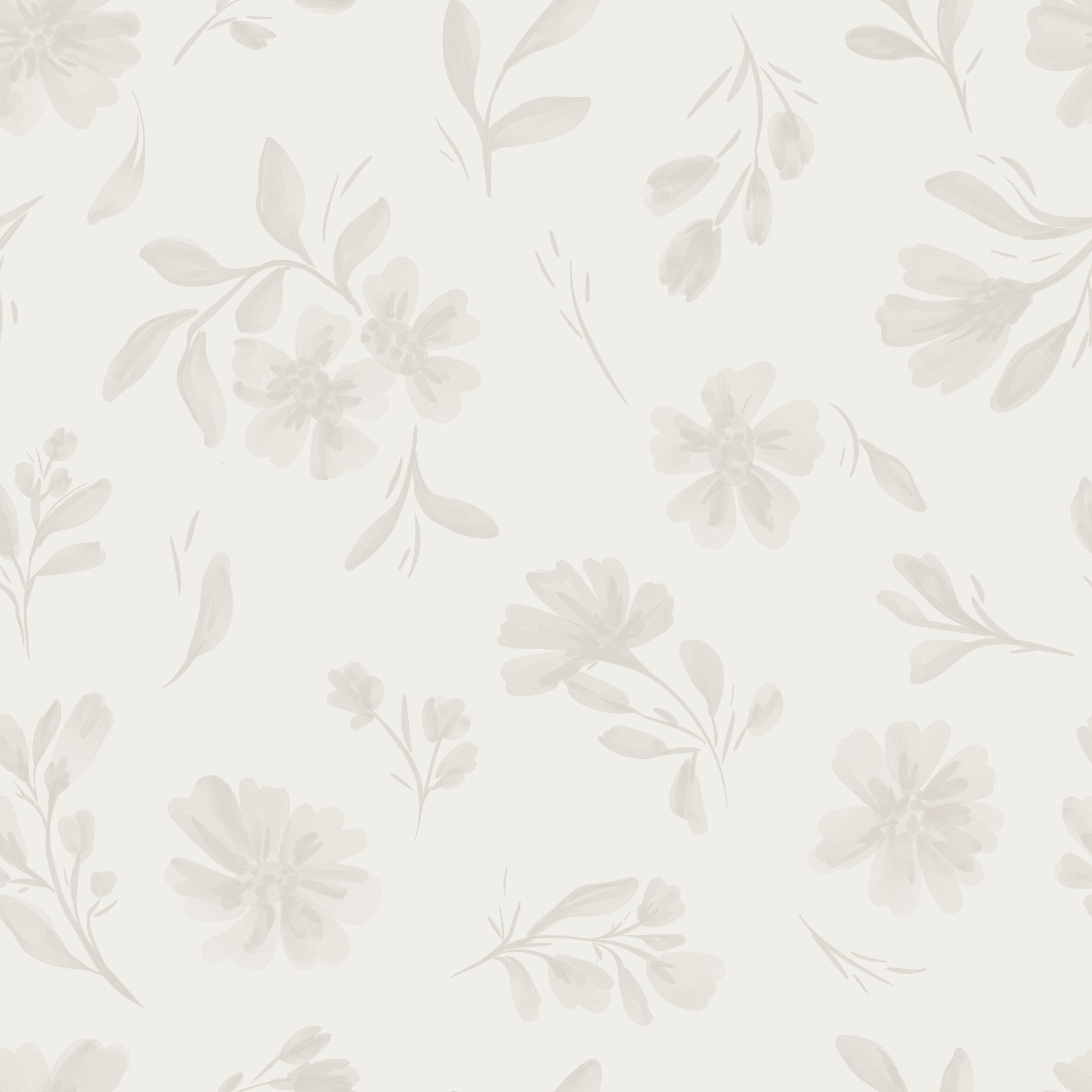 Neutral Flora in cloud dancer white Wallpaper⁠