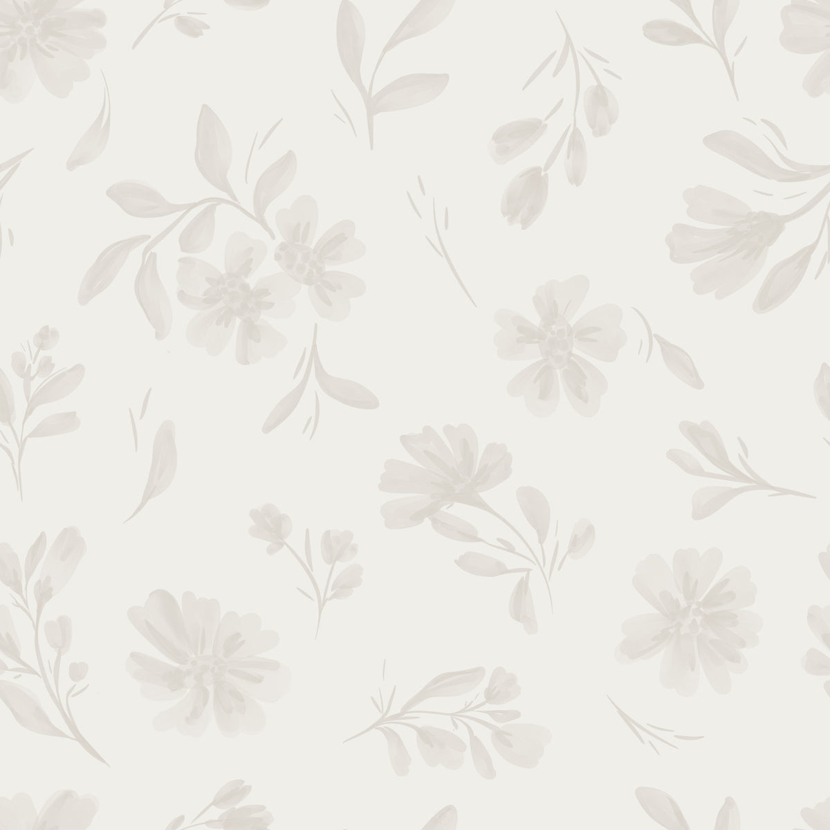 Neutral Flora in cloud dancer white Wallpaper⁠ in your room — zoomed