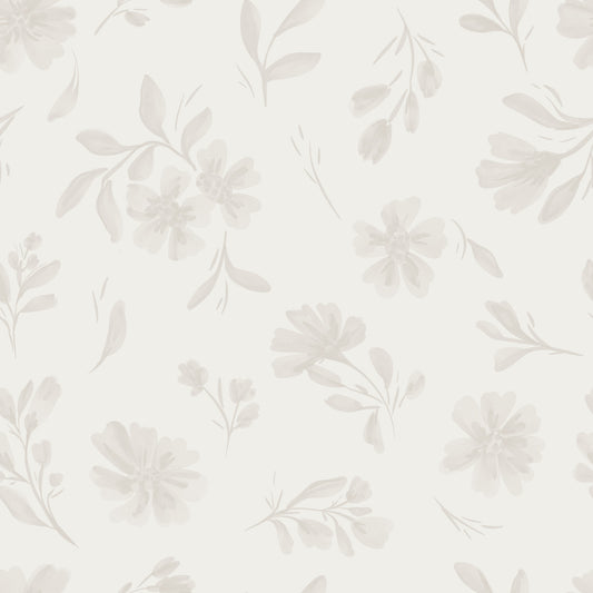 Neutral Flora in cloud dancer white Wallpaper⁠