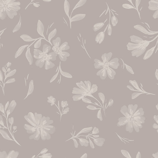 Soft Taupe Florals Wallpaper⁠