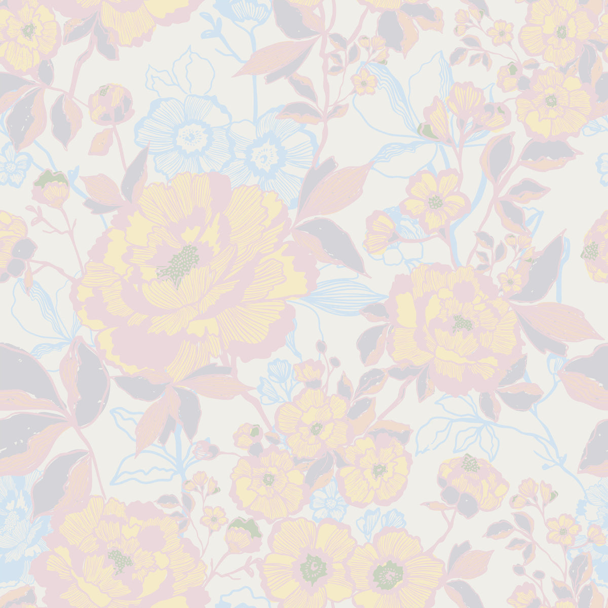 Bloom Hues: Soft Floral Art Wallpaper⁠ GD7425 in your room — zoomed