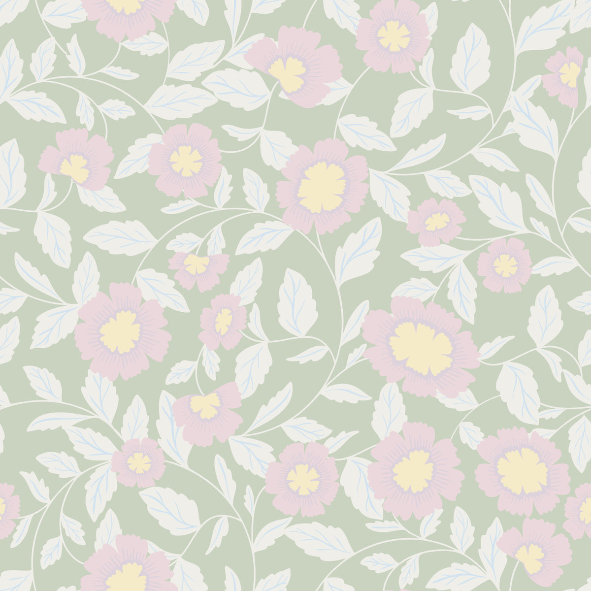 Pastel Blooms and foliage Wallpaper⁠
