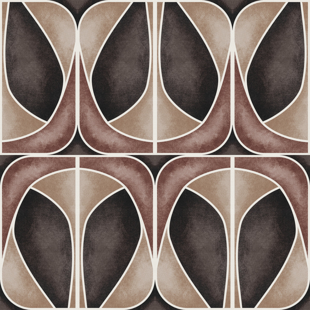 Softy Dèco Geometries -  Dramatic Coffee Wallpaper⁠