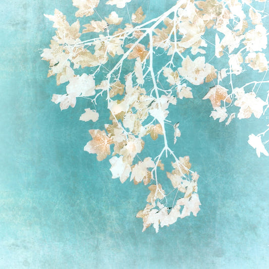 Teal Leaf Whispers Wall Mural