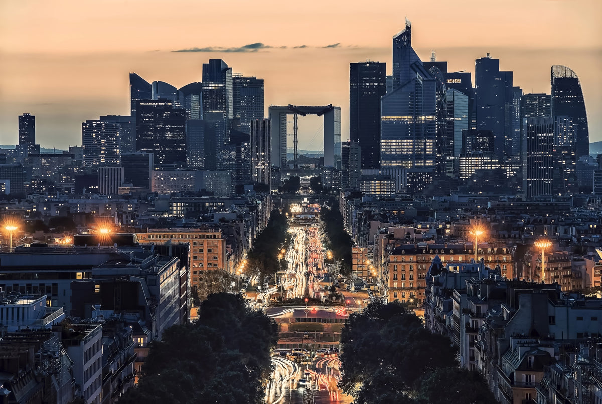 City of Lights at Dusk Wall Mural in your room — zoomed