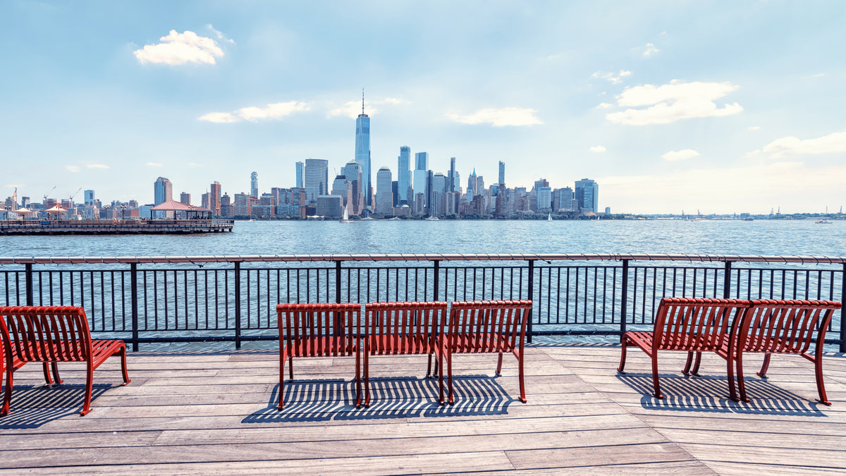 City Skyline View Wall Mural in your room — zoomed