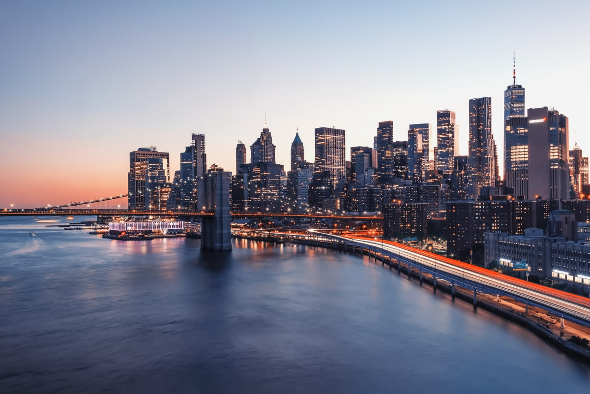 City Lights Dusk Wall Mural in your room — zoomed