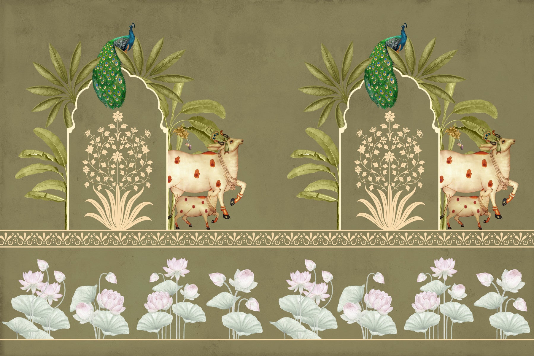 Tulsi-Green Kamdhenu Wall Mural