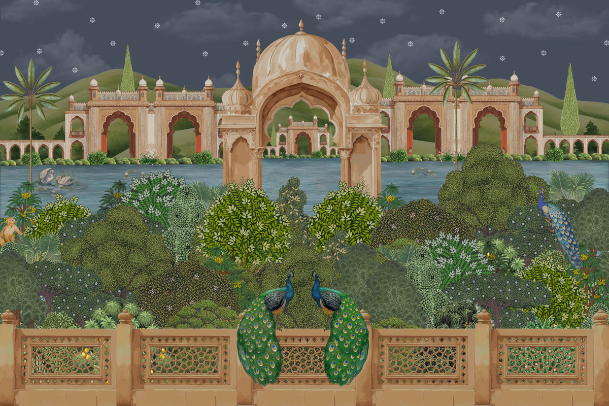 Mughal Moonlight Wall Mural in your room — zoomed