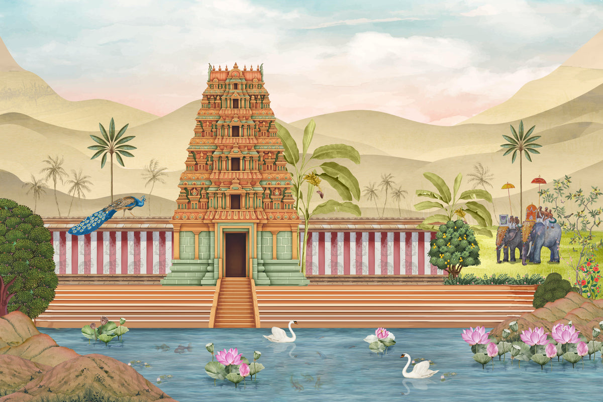 The Royal Pastoral Wall Mural in your room — zoomed