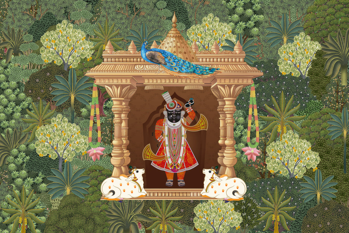 Shrinathji Sanctuary Wall Mural in your room — zoomed