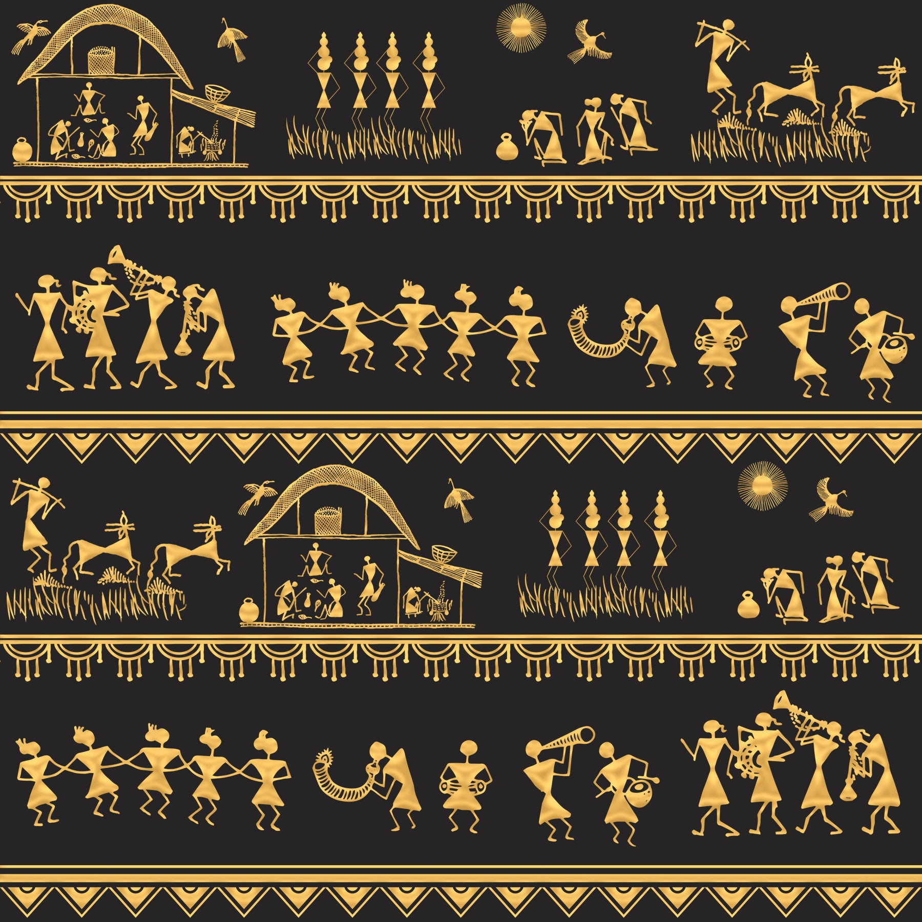 Warli Wisdom Wall Mural
