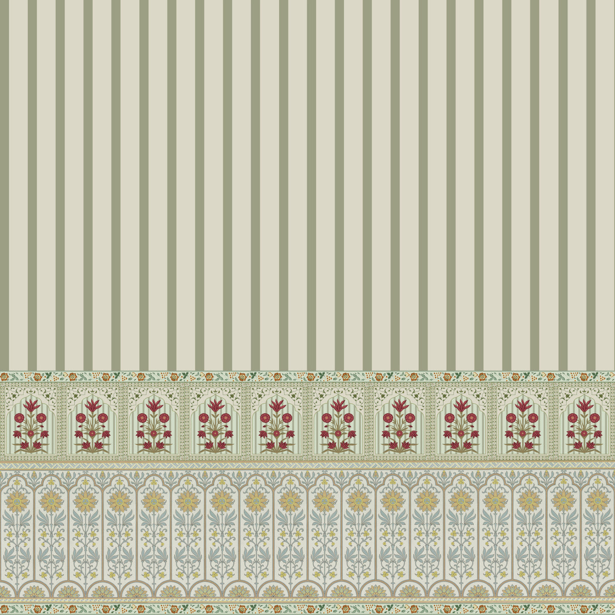 Bloom Stripe Border Wall Mural in your room — zoomed