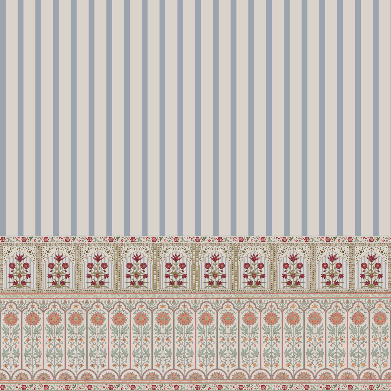 Regal Bloom Stripes Wall Mural