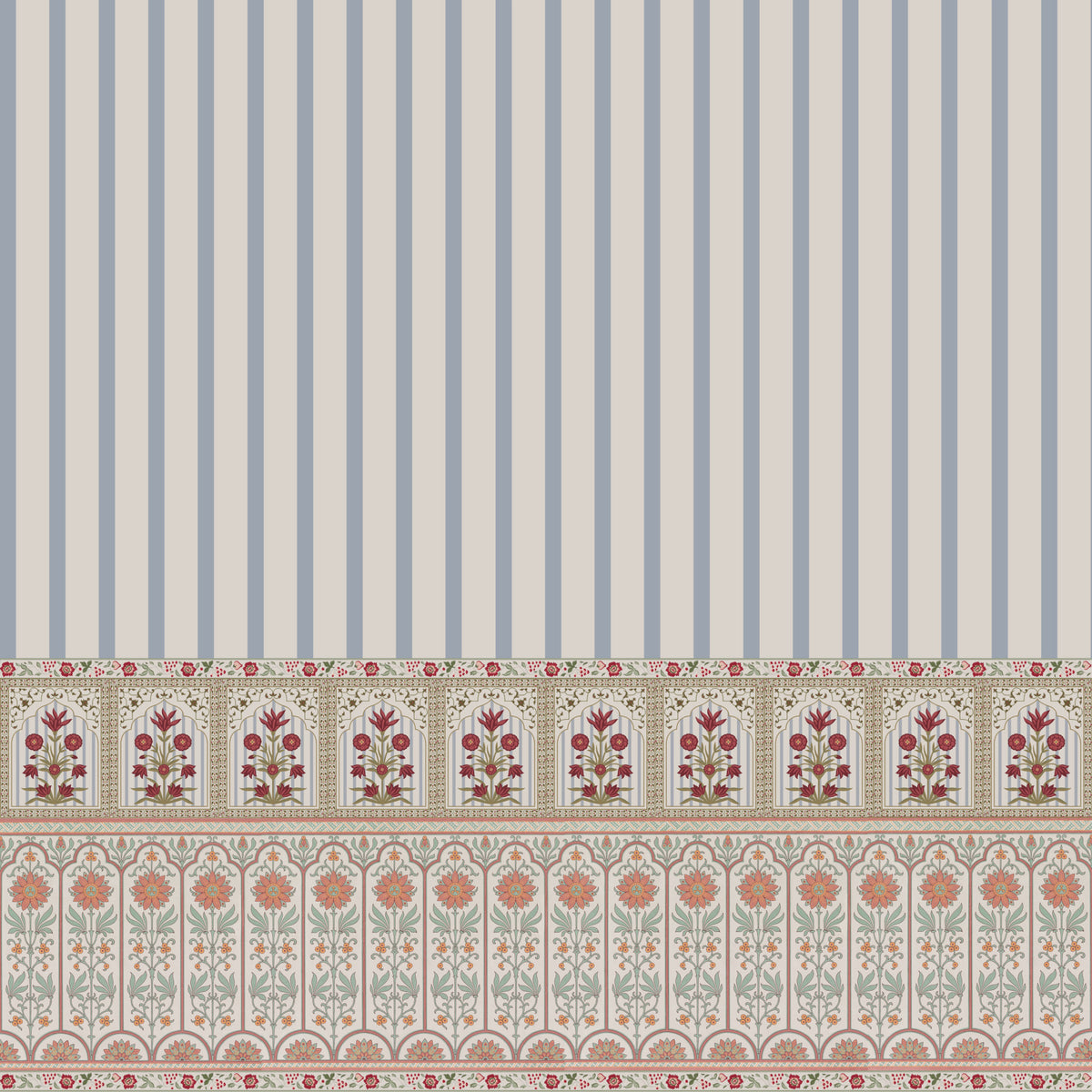 Regal Bloom Stripes Wall Mural
