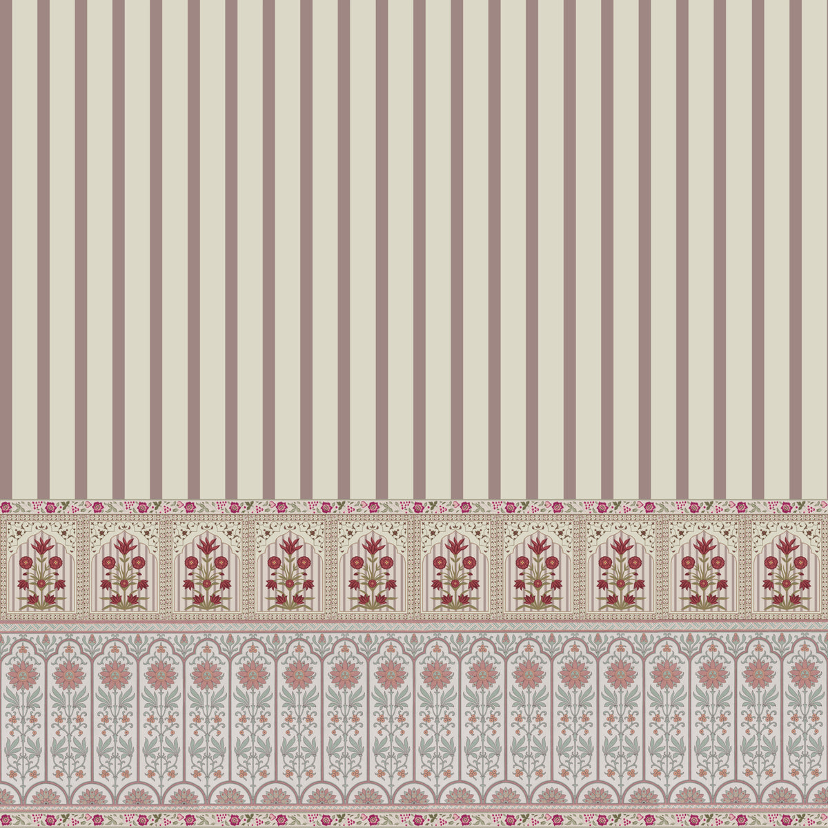 Royal Stripe Blooms Wall Mural