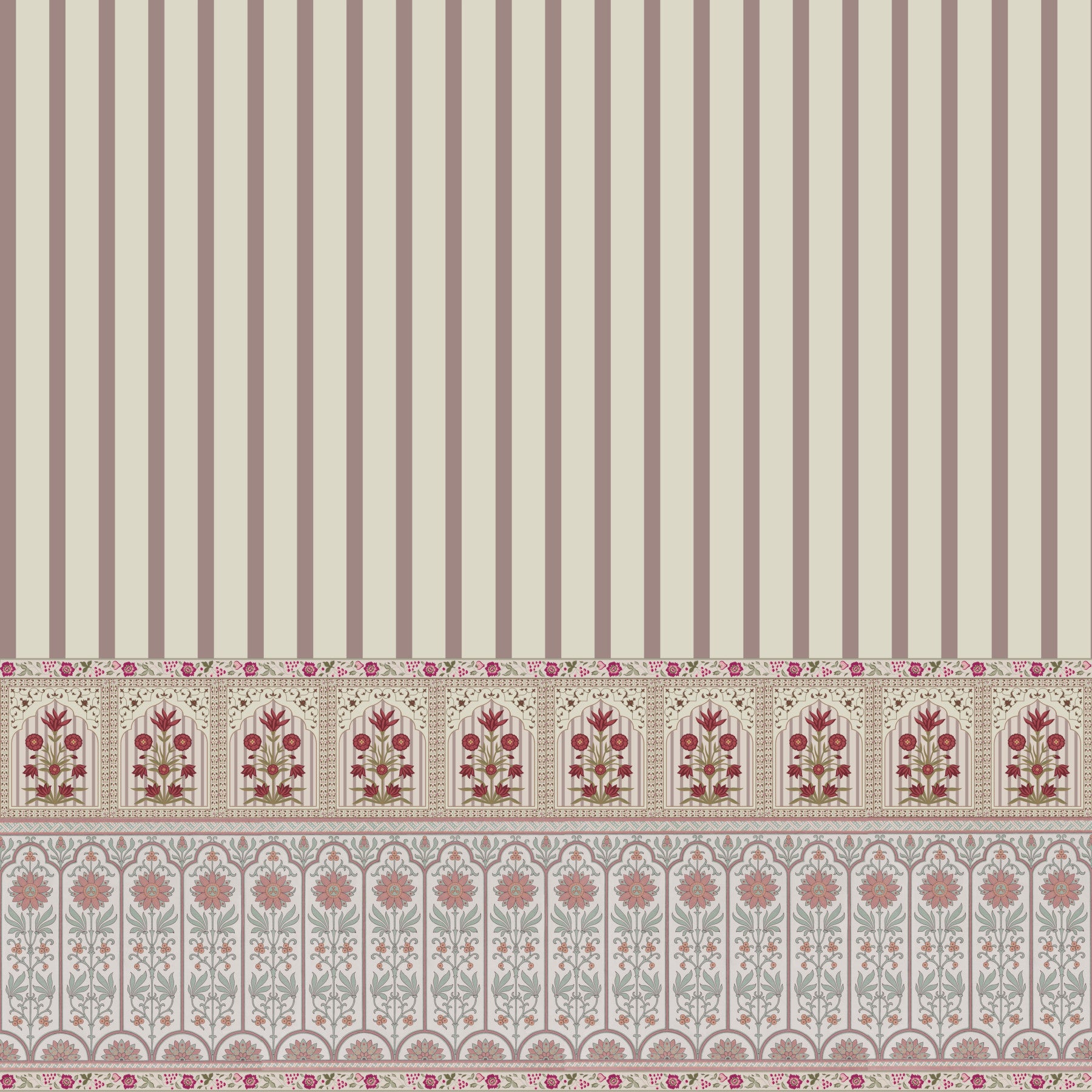Royal Stripe Blooms Wall Mural