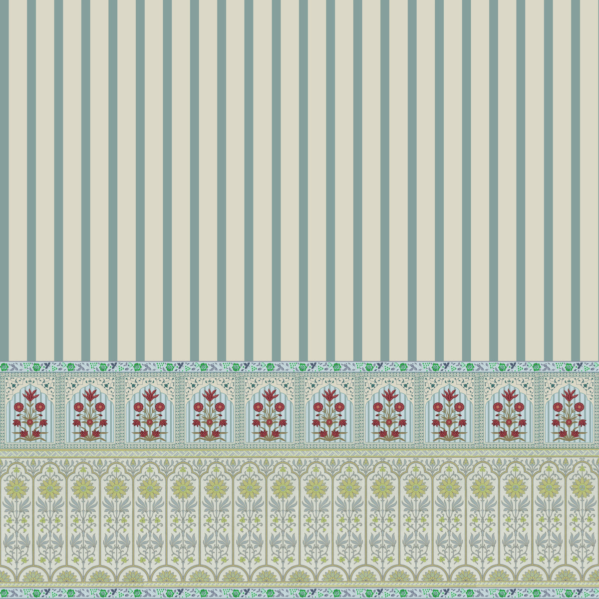 Striped Garden Border Wall Mural in your room — zoomed