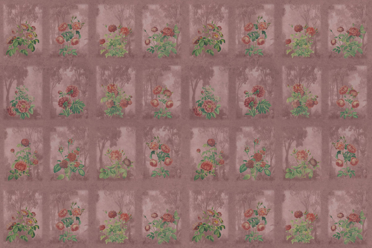 Vintage Rosewood Garden Wall Mural