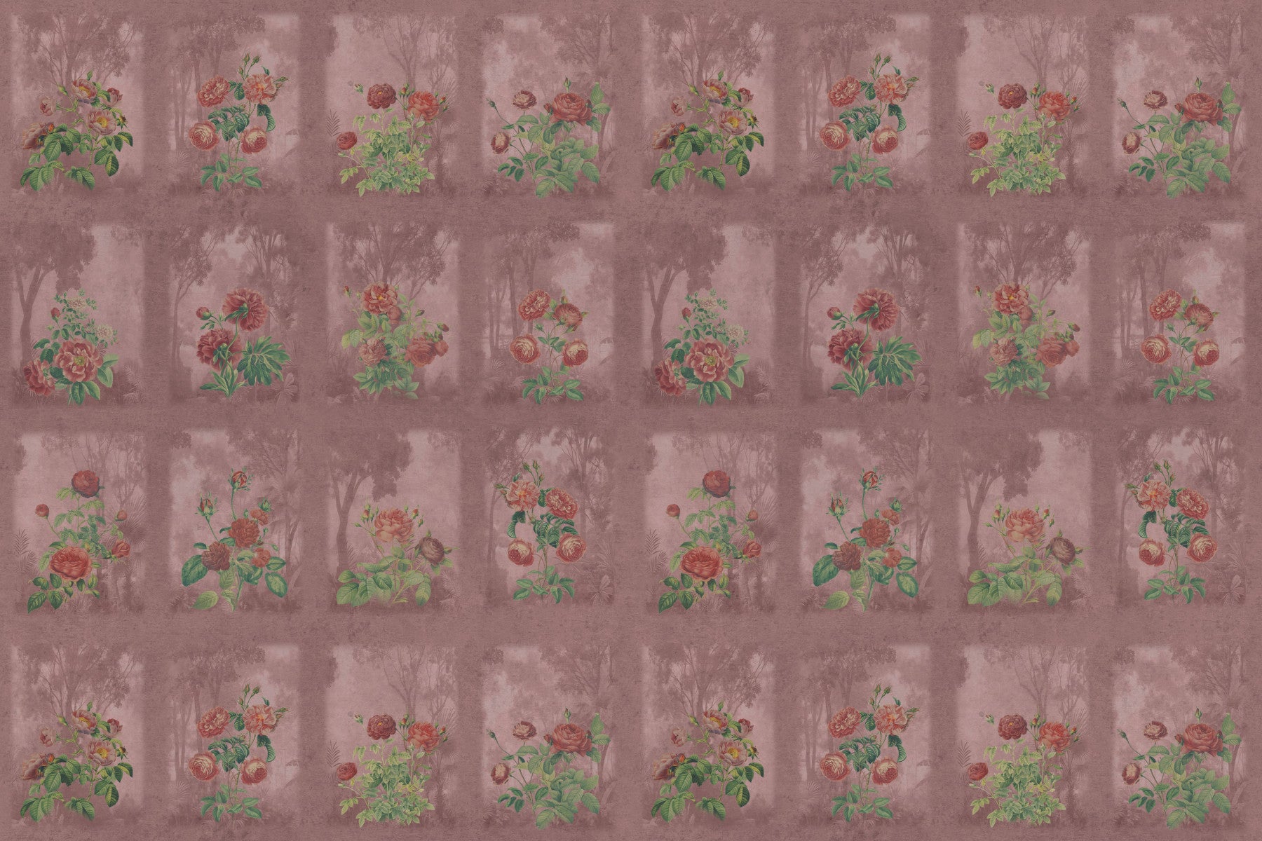 Vintage Rosewood Garden Wall Mural