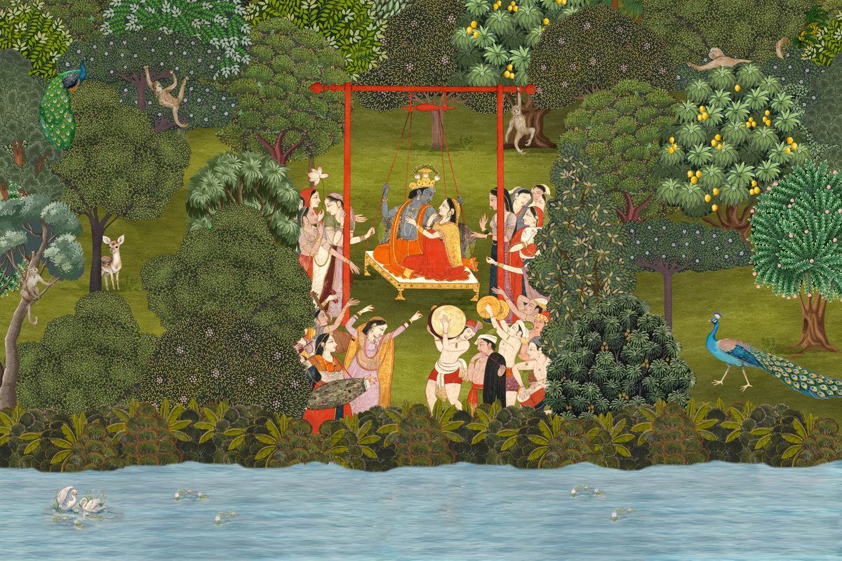 Krishna's Garden Swing Wall Mural