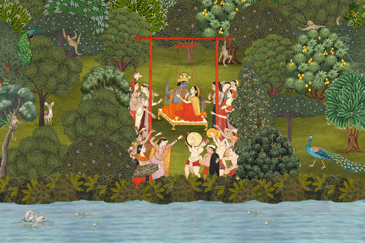 Krishna's Garden Swing Wall Mural