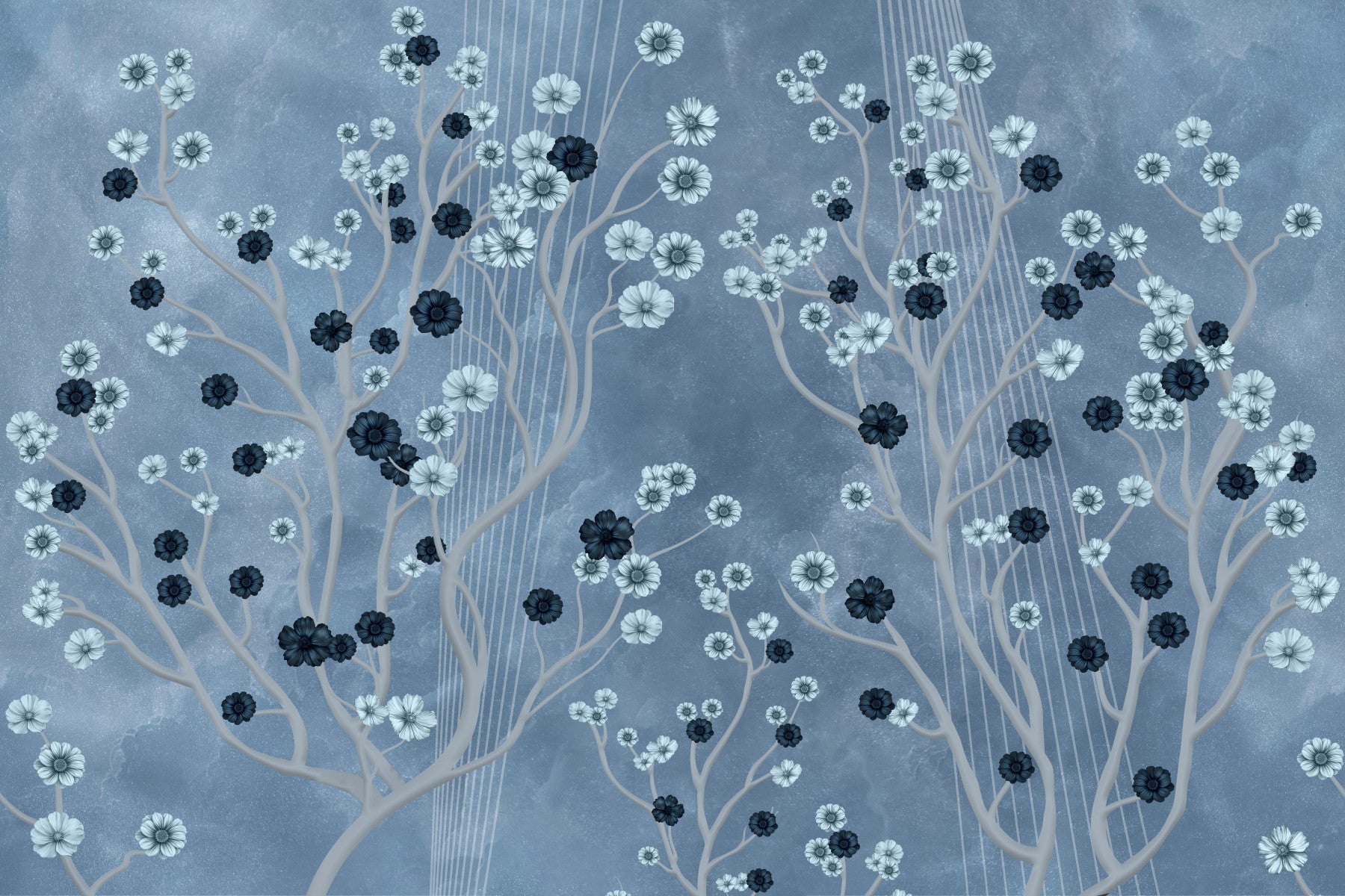 Indigo Flower Canopy Wall Mural