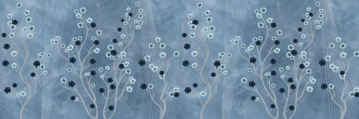 Indigo Bloom Trail Wall Mural in your room — zoomed