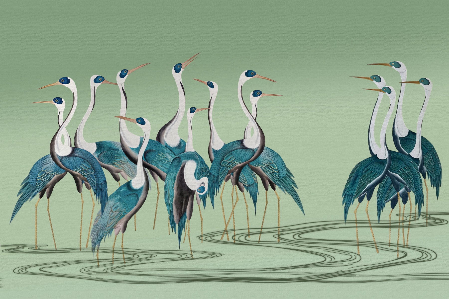 Crane Chorus Wall Mural