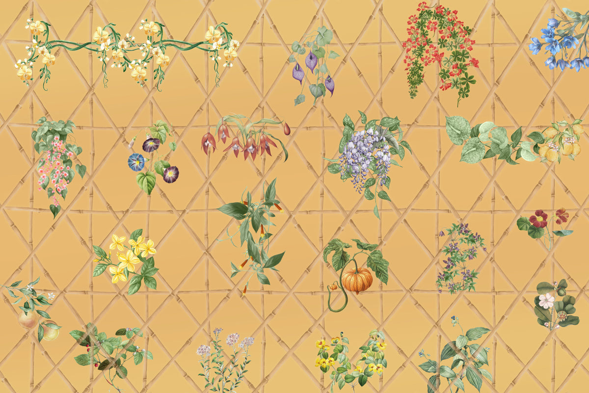 Botanical Lattice Wall Mural